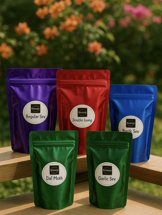 New Keshav Ratlami Namkeen's Diwali Bumper Pack: 5 Flavorful Snacks (170gm Each)